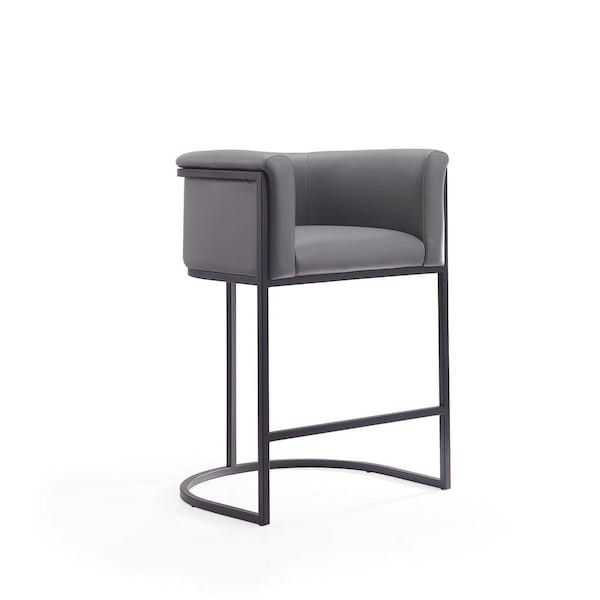 Celebracion Cosmopolitan Grey & Black Metal Counter Height Bar Stool 33.8 x 23.7 x 21 in. CE2616373 - main